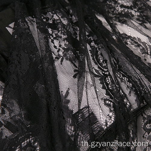 Black Chantilly Lace Lace ฝรั่งเศสลูกไม้ดอกไม้